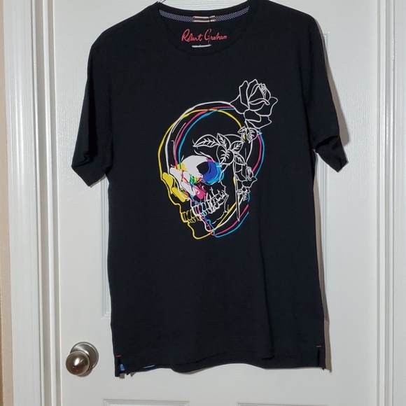 Mens Robert Graham 3d Skull Tshirt Sz L 